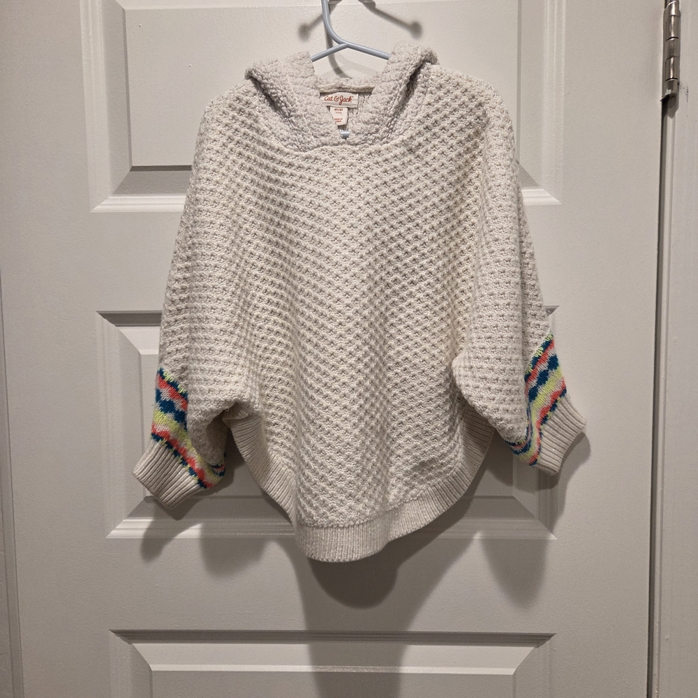 Cat & Jack White Sweater with Rainbow Accents